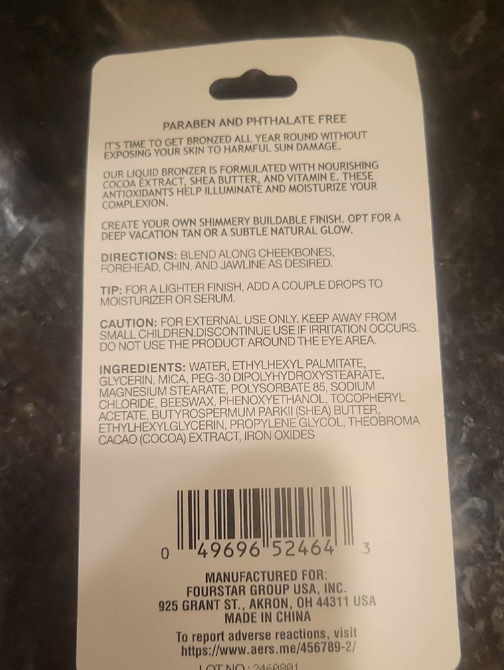 Bronzer Drops W Cocoa Extract, Shea Bitter & Vitqmin E BY B Pure